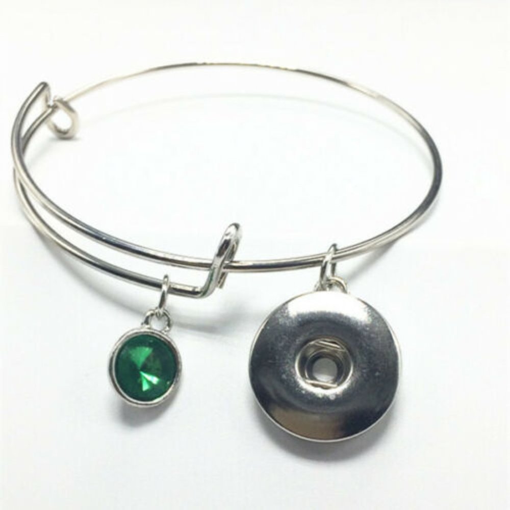 Snap Bracelet for Snap Jewelry with Green Charm